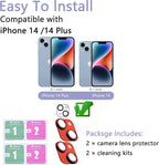 2 Pack Camera Lens Protector for iPhone 14 / iPhone 14 Plus, AR Tempered Glass - Image 2