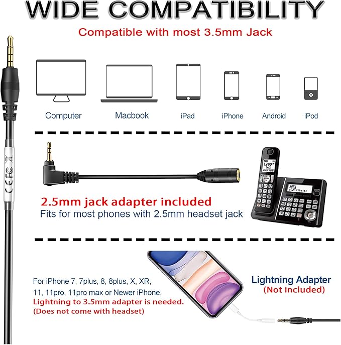 Wantek Cell Phone Headset Mono - Image 2