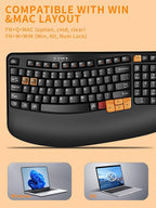 Wireless Keyboard and Mouse Combo, 2.4G Wave Keys Ergonomic Keyboard - Image 8