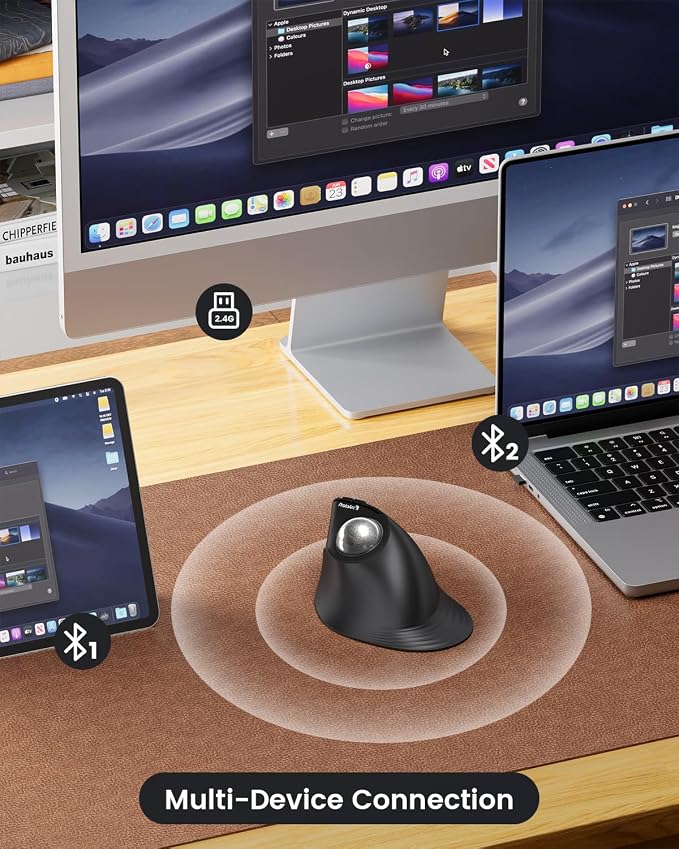 ProtoArc Vertical Wireless Trackball Mouse, EM05 NL Bluetooth Ergonomic - Image 4