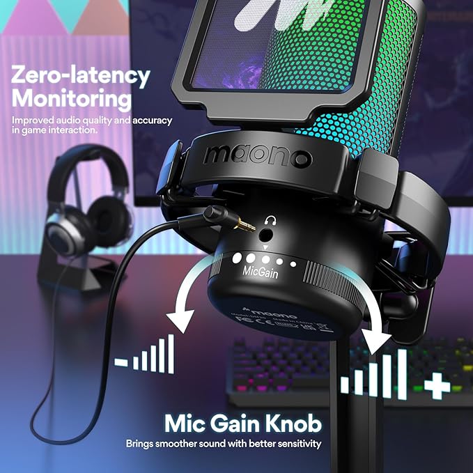 MAONO USB Gaming Microphone for PC, Noise Cancellation Condenser Mic - Image 5