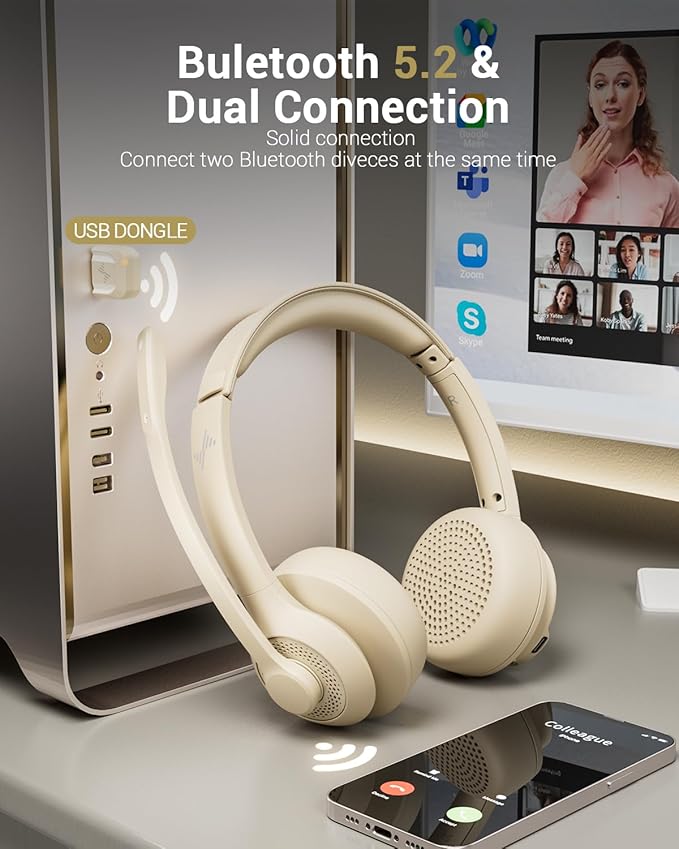 Wireless Headset with AI Noise Cancelling Microphone Bluetooth Headset - Image 3