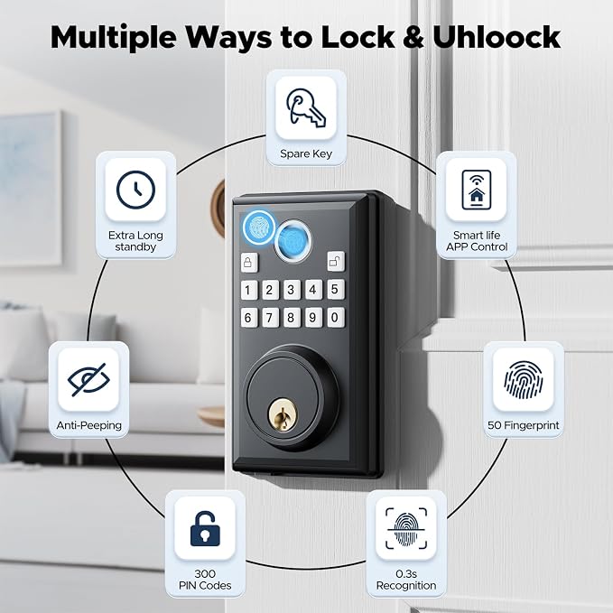 CAMCAMP Keyless Entry Door Lock, Fingerprint Door Lock - Image 2