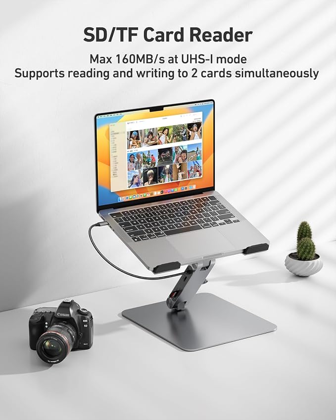 BENFEI Laptop Stand with USB C 7in1 Docking Station, HDMI 4K@60Hz, 1*SD 1*Micro - Image 6