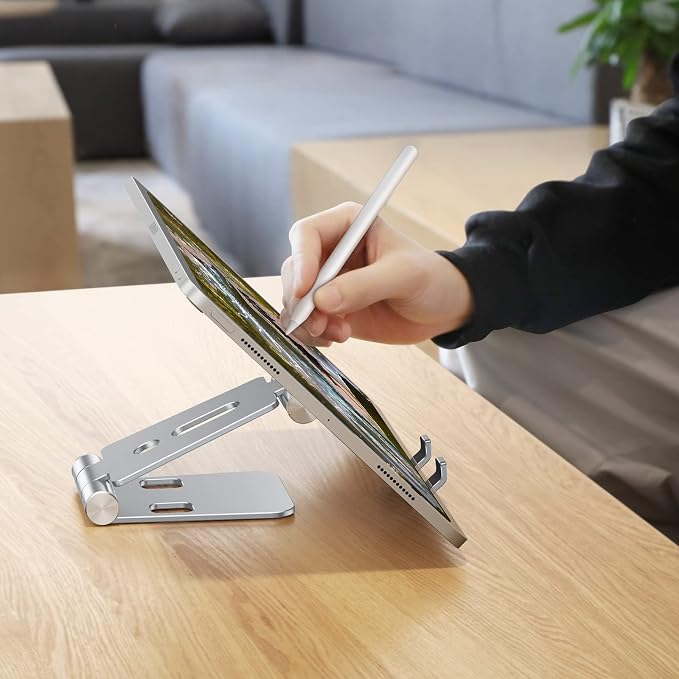 OMOTON Foldable Cell Phone Stand, C4 Portable Aluminum Phone Holder, Adjustable - Image 4