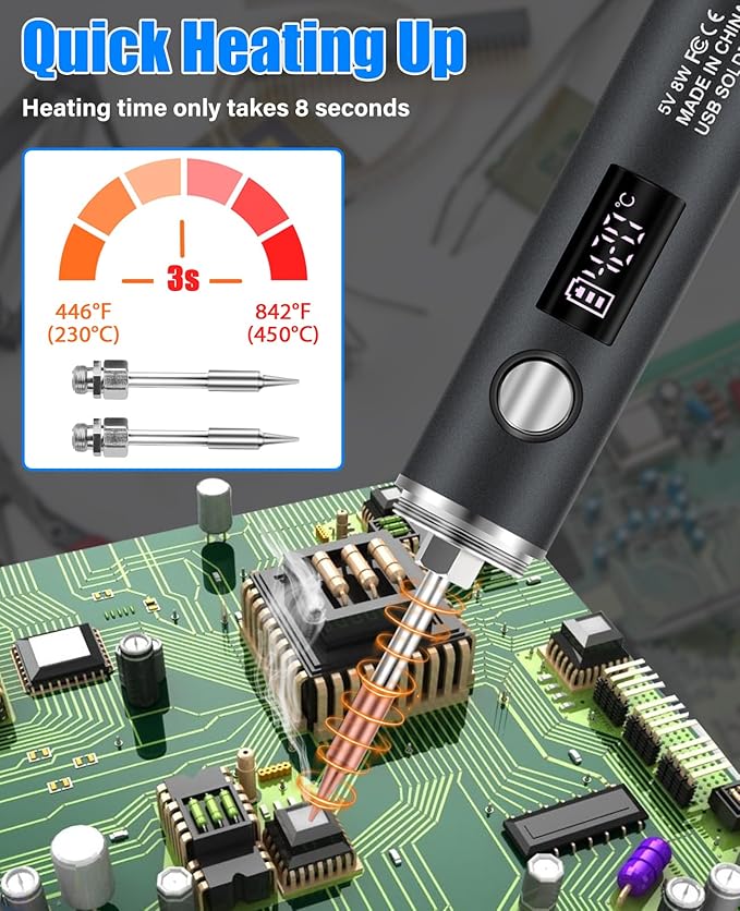 Cordless Soldering Iron Kit, 1400mAh Rechargeable Portable Cordless Soldering - Image 4