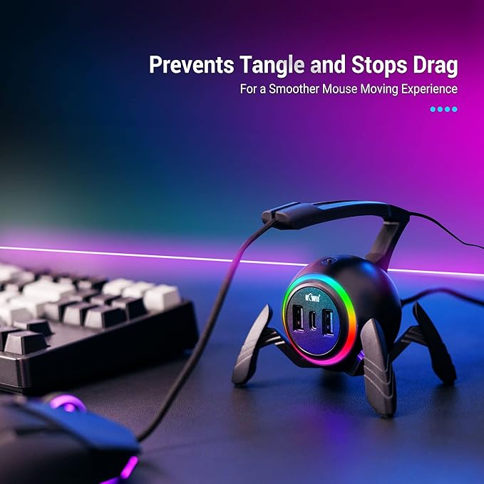 KIWIFOTOS Mouse Bungee RGB Gaming Mouse Cord Holder Controller, Upgraded - Image 3