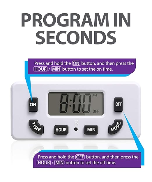 Fosmon 24 Hour Programmable Digital Timer Outlet, ON/Off Program, LCD Display - Image 4