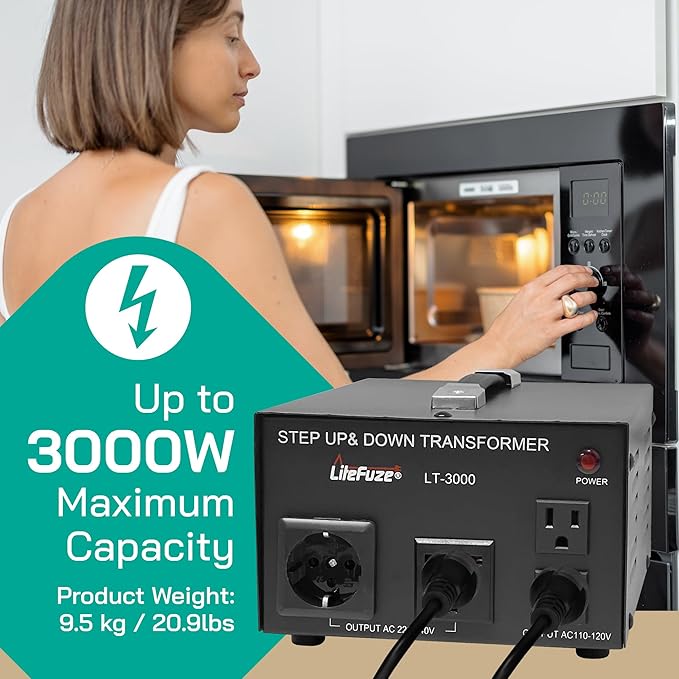 LiteFuze LT Series 3000 Watt Voltage Converter Transformer Step Up/Down - 110v - Image 5