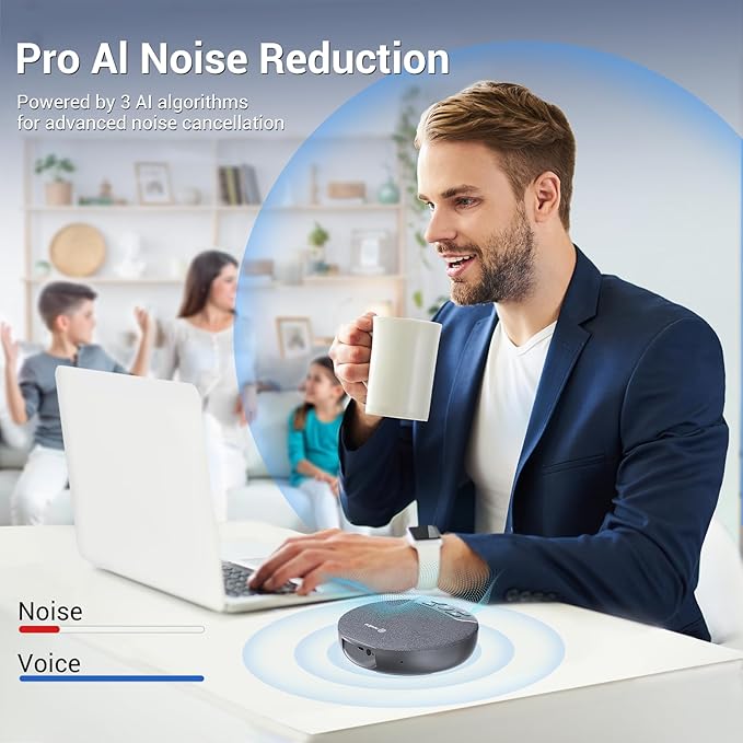 N newline Conference Speaker and Microphone, 4 AI Mics 360° Voice Pickup - Image 3