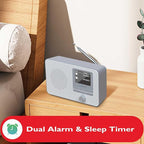 LEMEGA IR1 Portable WiFi Internet Radio, FM Digital Radio, Dual Alarms Clock - Image 3