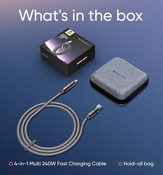 MAGIC JOHN 240W 4 in 1 Charging Cable, 6.6FT USB C to Lightning Cable, Chubby - Image 8