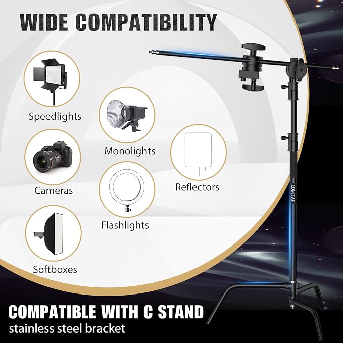 LOMTAP C Stand Light Stand Stainless Metal Photography Kit - Image 5