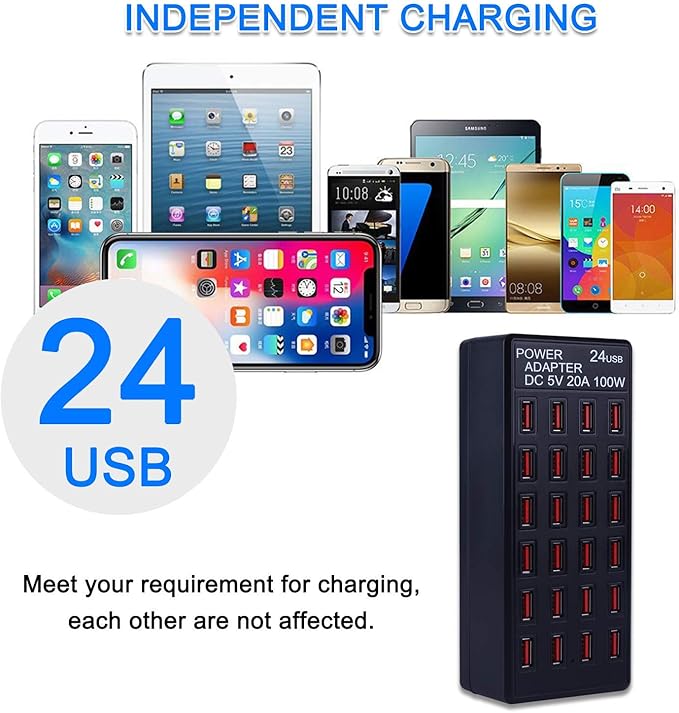 24-Port 100 watt USB Charging Station, Home Desktop Fast Charger, Suitable - Image 2