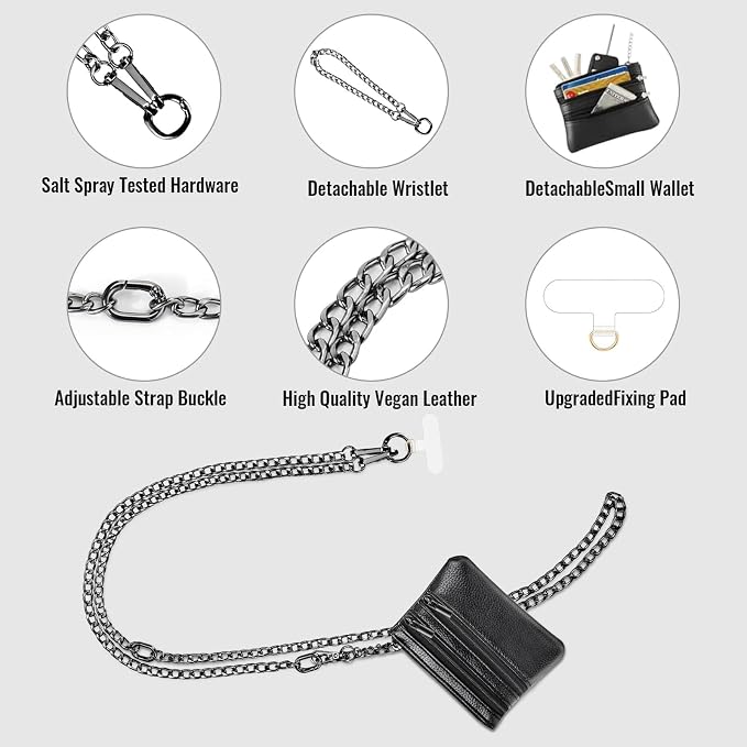 Clip and Go Strap for Phone Gun Metal Chain - Image 3