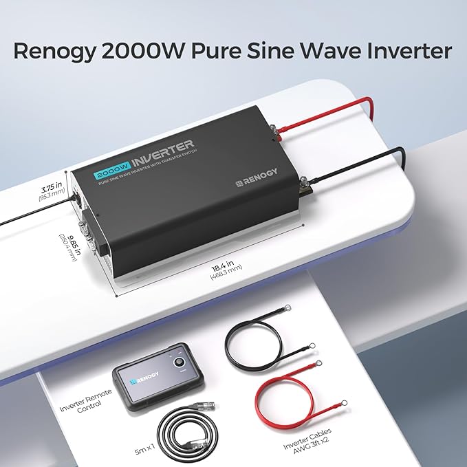 Renogy Inverter PUH 2000 watt Pure Sine Wave Inverter, Built-in Transfer Switch - Image 8