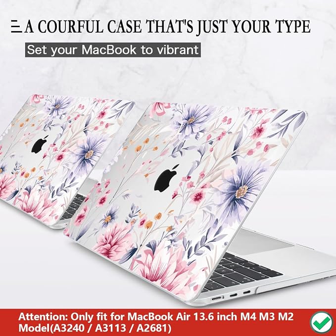 CISSOOK Flower Case for MacBook Air 13.6 Inch M4 M3 M2 Chip Model A3240 A3113 - Image 3