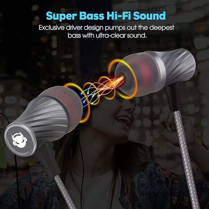Super Bass Wired Earbuds with Microphone – Noise Cancelling, Deep Bass Ear Buds - Image 3