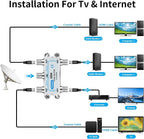 4 Way Coaxial Cable Splitter, Support 10-2602MHz, RG6 Compatible, Nickel-Plated - Image 4