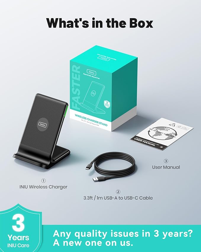 INIU Wireless Charger, 15W Fast Wireless Charging Station - Image 8