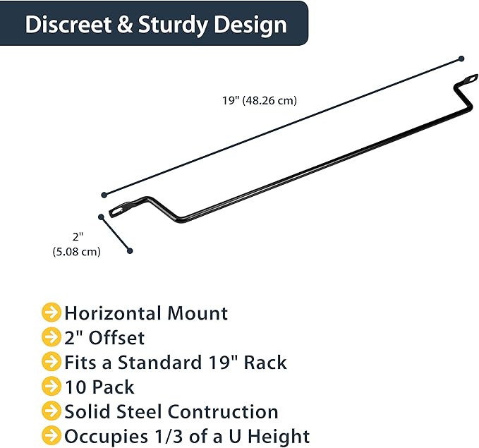 StarTech.com Horizontal Lacing Bar w/ 2 inch Offset at 75 Degrees- Server Rack - Image 2