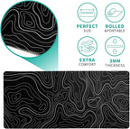 Topographic Contour Black Gaming Mouse Pad XL Geographic Map Lines Extended Big - Image 5