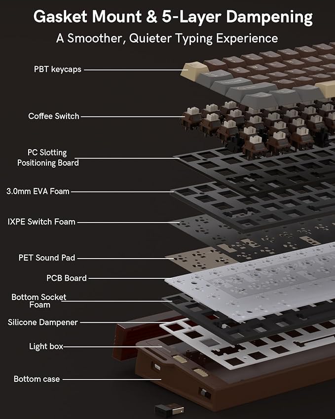 Redragon K752 Wireless Mechanical Keyboard, 60% Gasket Mount Gaming Keyboard - Image 7