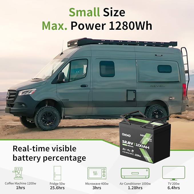 12V 100Ah LiFePO4 Battery with Bluetooth, BCI Group 24, Built-in 100A BMS - Image 6