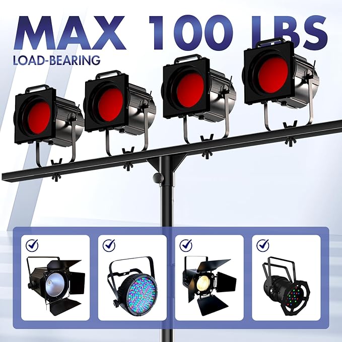 Qoope DJ Light Stand T-Bar, Heavy-Duty DJ Stand Tripod Adjustable DJ Lighting - Image 4