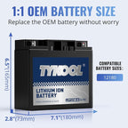 TYKOOL 12180-G LiFePO4 Powersports Battery, Built in BMS, Compatible - Image 2