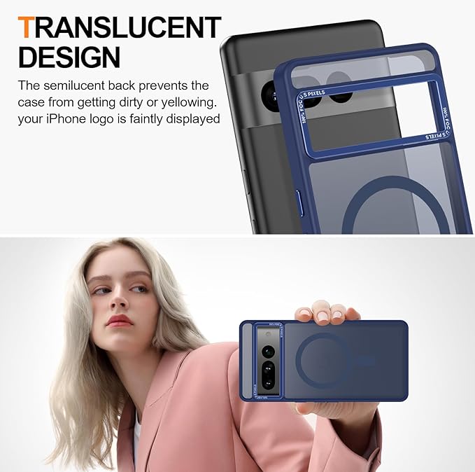 Magnetic for Google Pixel 7 Pro Case, Shockproof Slim Translucent Matte - Image 4