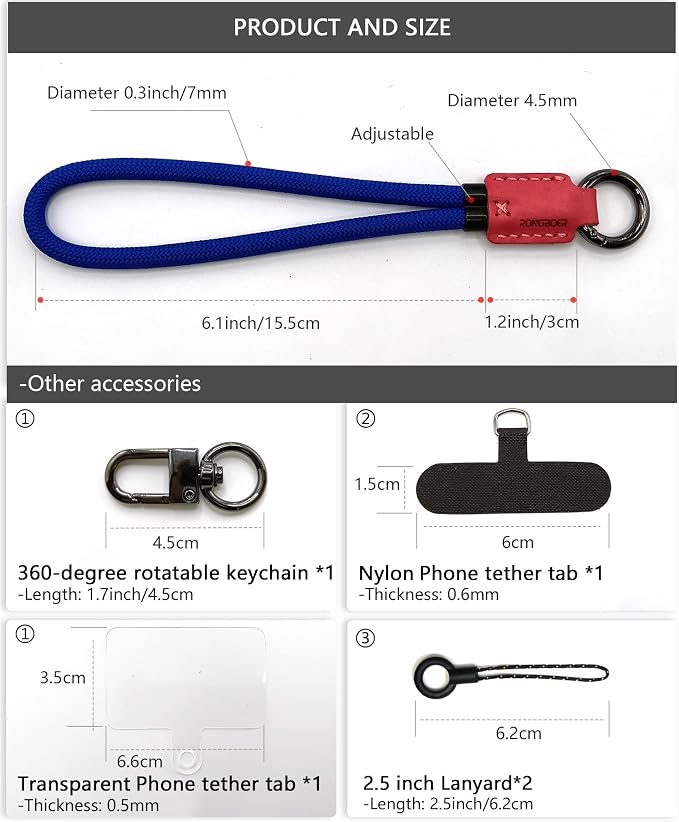 Handmade Cowhide Leather Phone Wrist Strap, Universal Adjustable Key Lanyard - Image 5