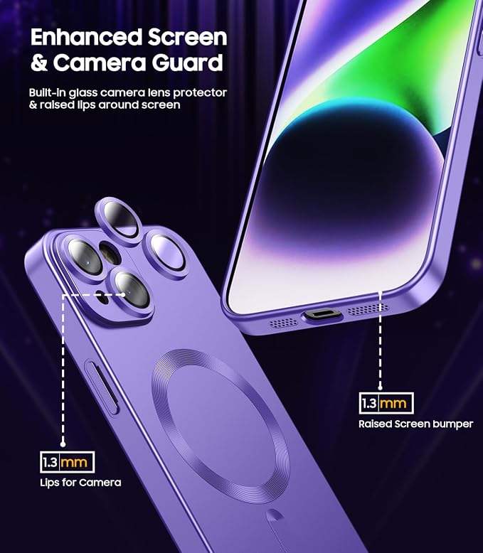 Magnetic for iPhone 14 Case Slim Soft Silicone Bumper Shockproof Metallic - Image 3