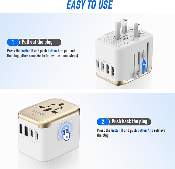 Universal International Power Travel Plug Adapter, 5 in 1 European Travel Plug - Image 4