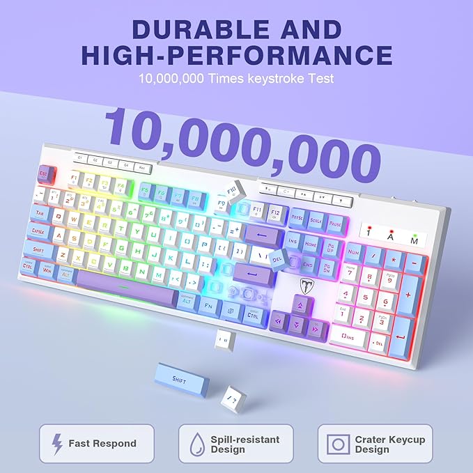 RisoPhy Wireless Gaming Keyboard, Tri-Mode BT5.0/2.4GHz/USB-C, RGB Light up - Image 6
