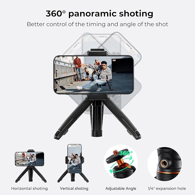 K&F Concept Selfie Stick Tripod, 360 Degree Rotation Mini Phone Stand - Image 4