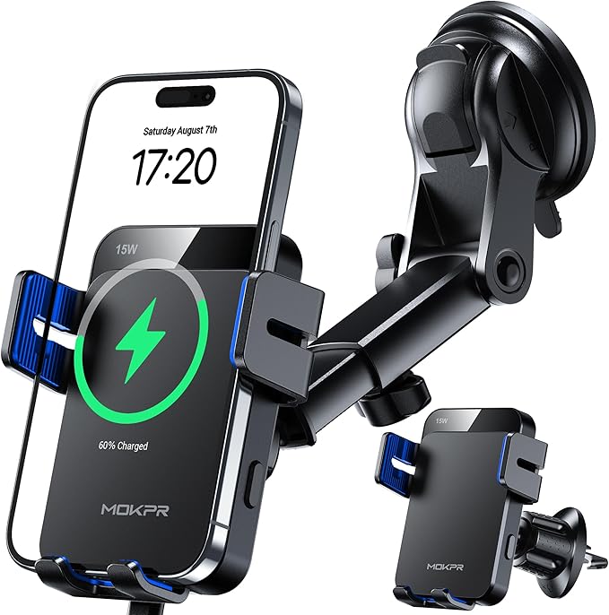 MOKPR Wireless Car Charger, 15W Auto Clamping Car Charger Dash Windshield Air by MOKPR