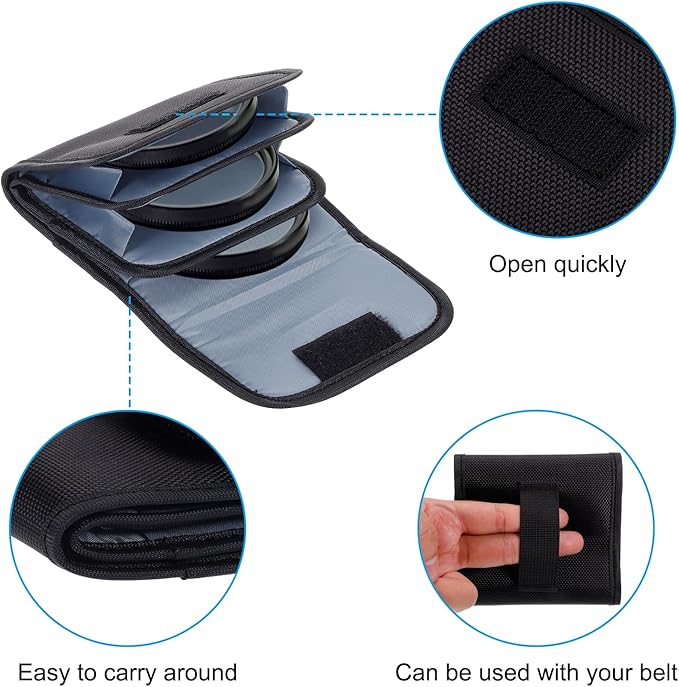 PATIKIL Lens Filter Case, 3-Pocket Camera Filter Case Portable Lens Filter - Image 4