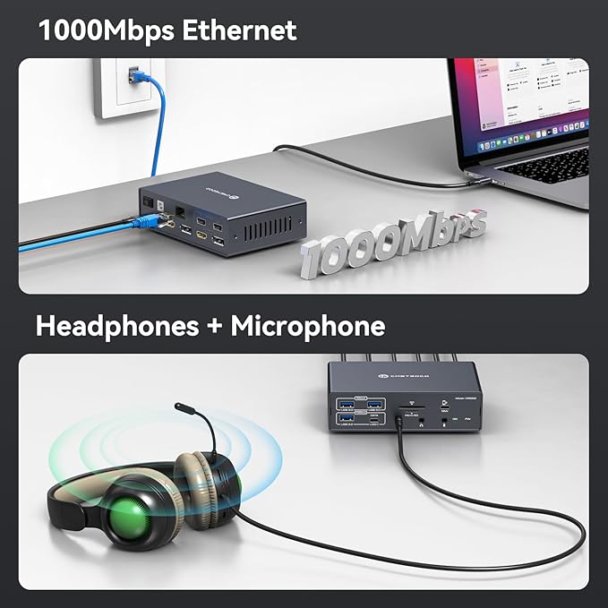 TJCXELE Displaylink Docking Station 4K@60Hz 3 Monitors USB C Dock - Image 8