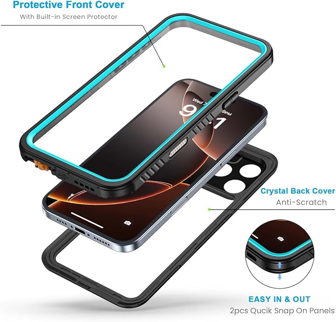Lanhiem for iPhone 16 Pro Max Case, IP68 Waterproof Dustproof Shockproof Cases - Image 3
