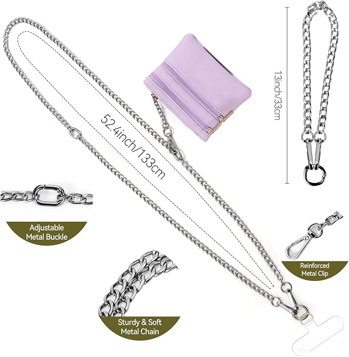 Clip and Go Strap for Phone Silver Metal Chain - Image 4