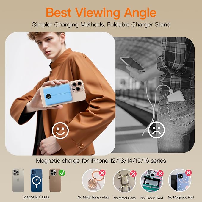 Magnetic Portable Charger, 16800mAh Wireless Power Bank, - Image 5