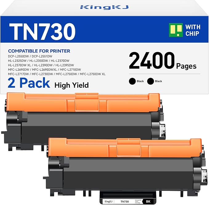 TN730 Black Toner Cartridge 2-Pack Compatible Replacement by KingKJInkToner