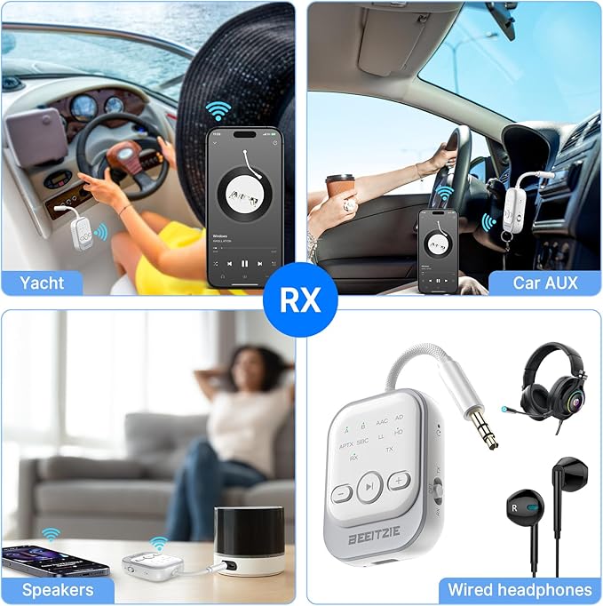 Ultra Bluetooth 5.4 Transmitter & Receiver, 2-in-1 Wireless Audio Transmitter - Image 6
