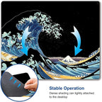 Japanese Sea Wave Mouse Pad, Square Mouse Mat Waterproof Non-Slip Rubber Base - Image 3