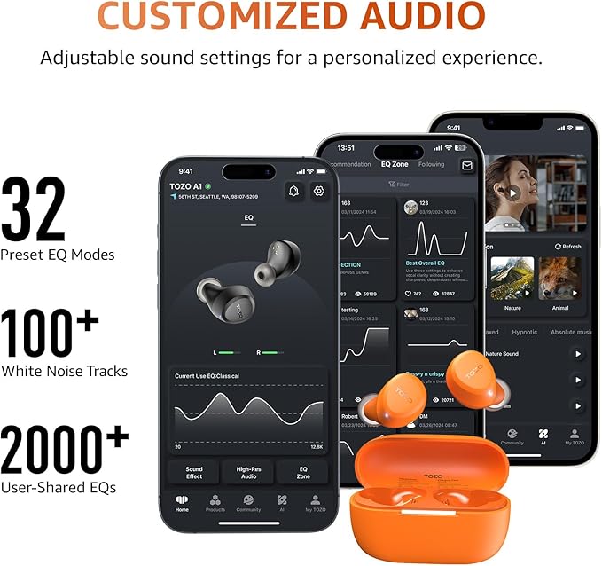 TOZO A1 Wireless Earbuds Bluetooth 5.3 Light Weight in Ear IPX5 Waterproof - Image 7