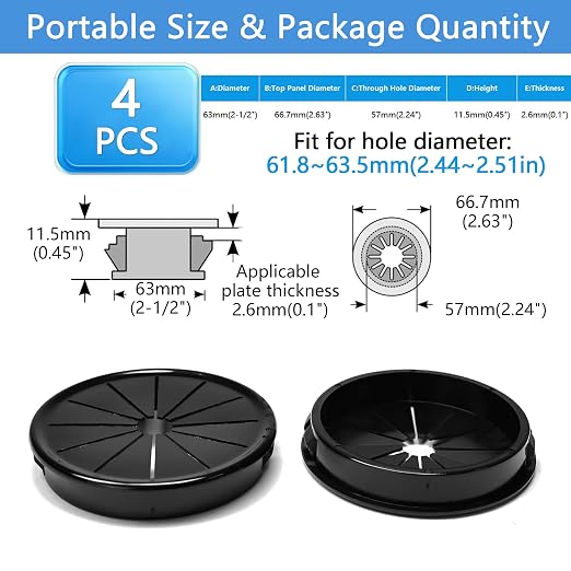 4 Pcs Cable Grommet, Snap Bushing 2-1/2" Mounting Diameter, Flexible - Image 9