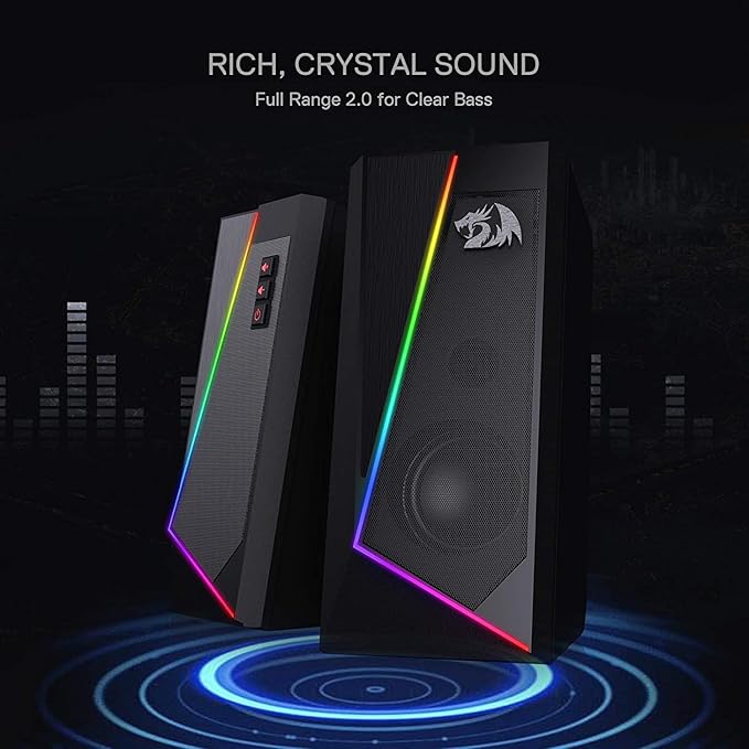 Redragon GS520 RGB Desktop Speakers, 2.0 Channel PC Computer Stereo Speaker - Image 4