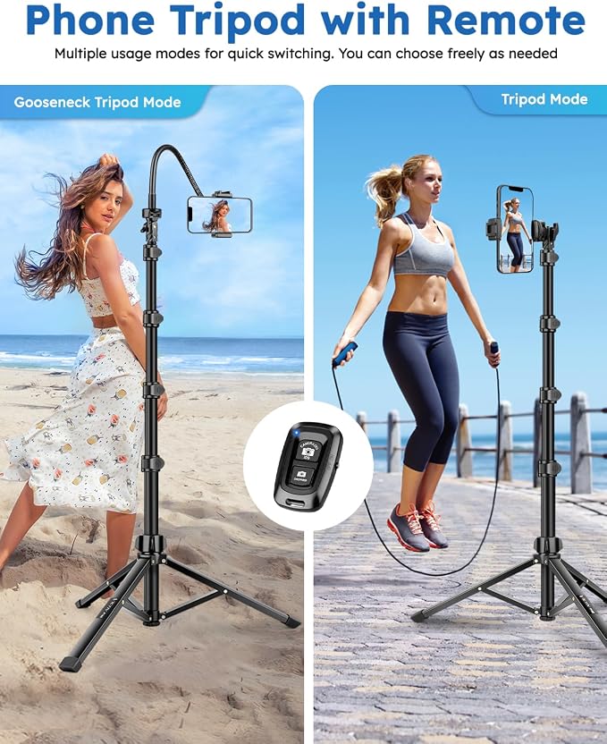 86" Tripod for iPhone, Stable & Tall Phone Tripod - Image 6