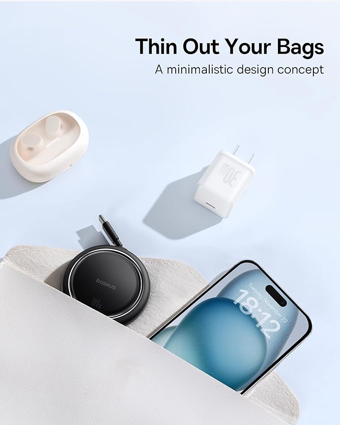Baseus USB C to USB C Cable, 100W Retractable USB C 5A Fast Charging Cable - Image 4